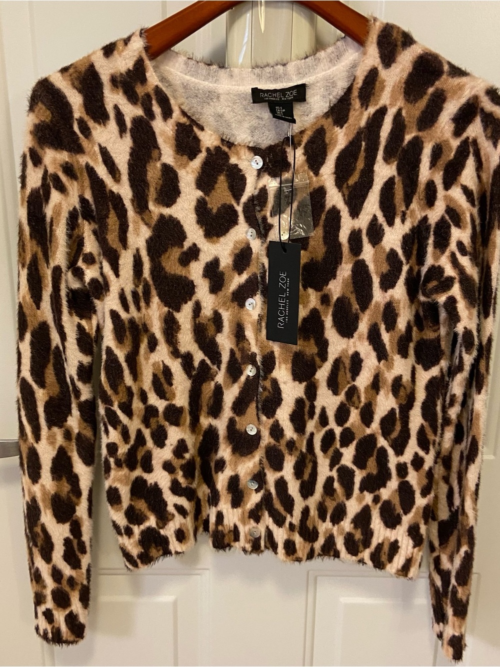 🐆Rachel Zoe Fuzzy Leopard-Print Cardigan in Brown and Tan🐆